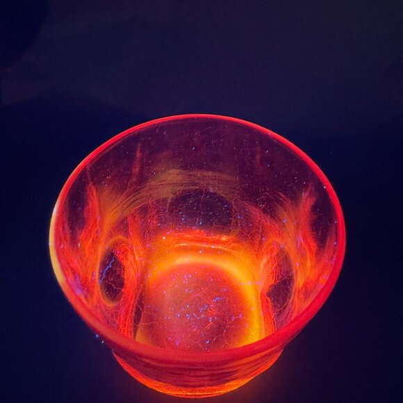 Blenko Dimpled Pinched Crackle Glass Red Drinking Glass Cup Hand Blown Vintage - Picture 2 of 12